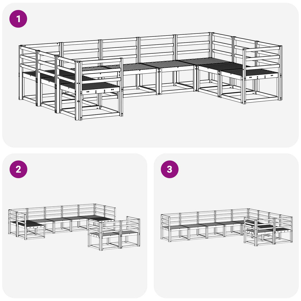 Outdoor-Sofagarnitur 9 pcs Weiß Massivholz Akazie