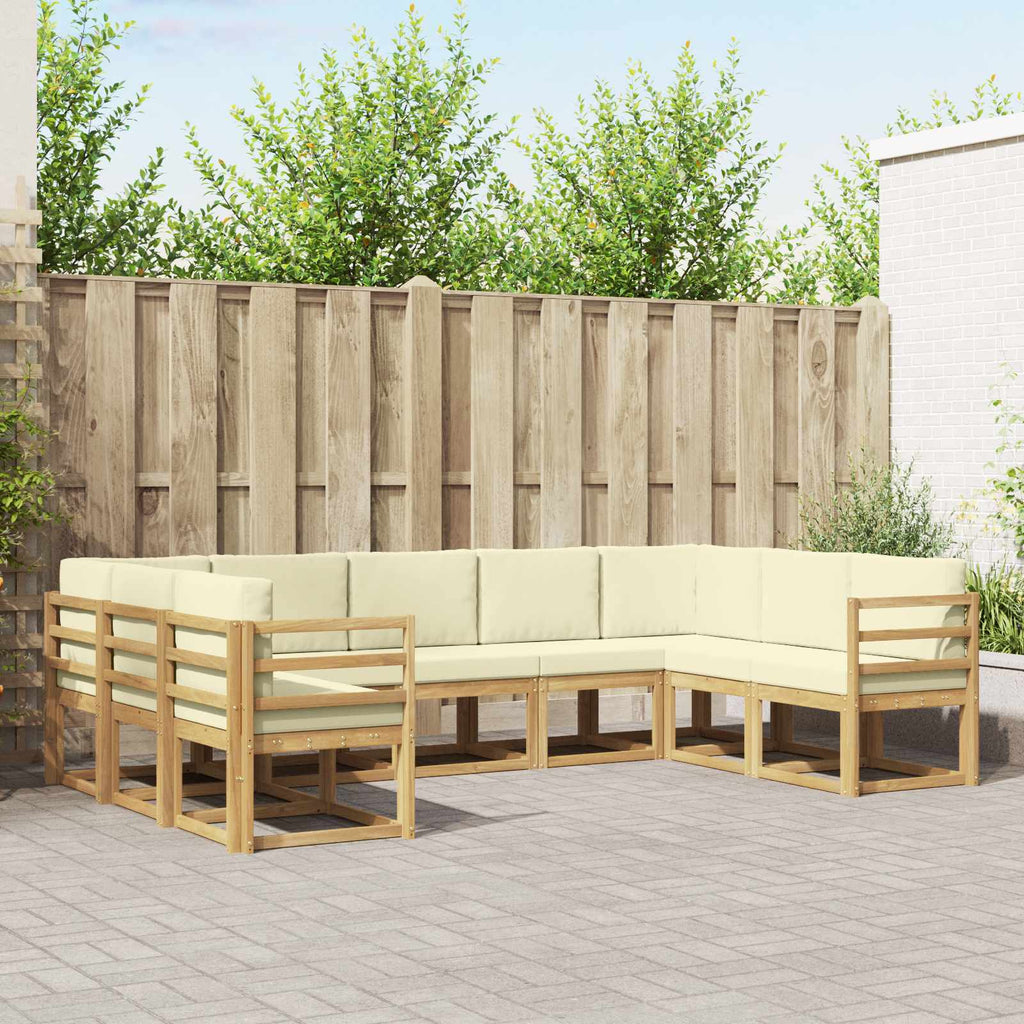 Outdoor-Sofagarnitur mit Kissen 9 pcs Weiß und Creme