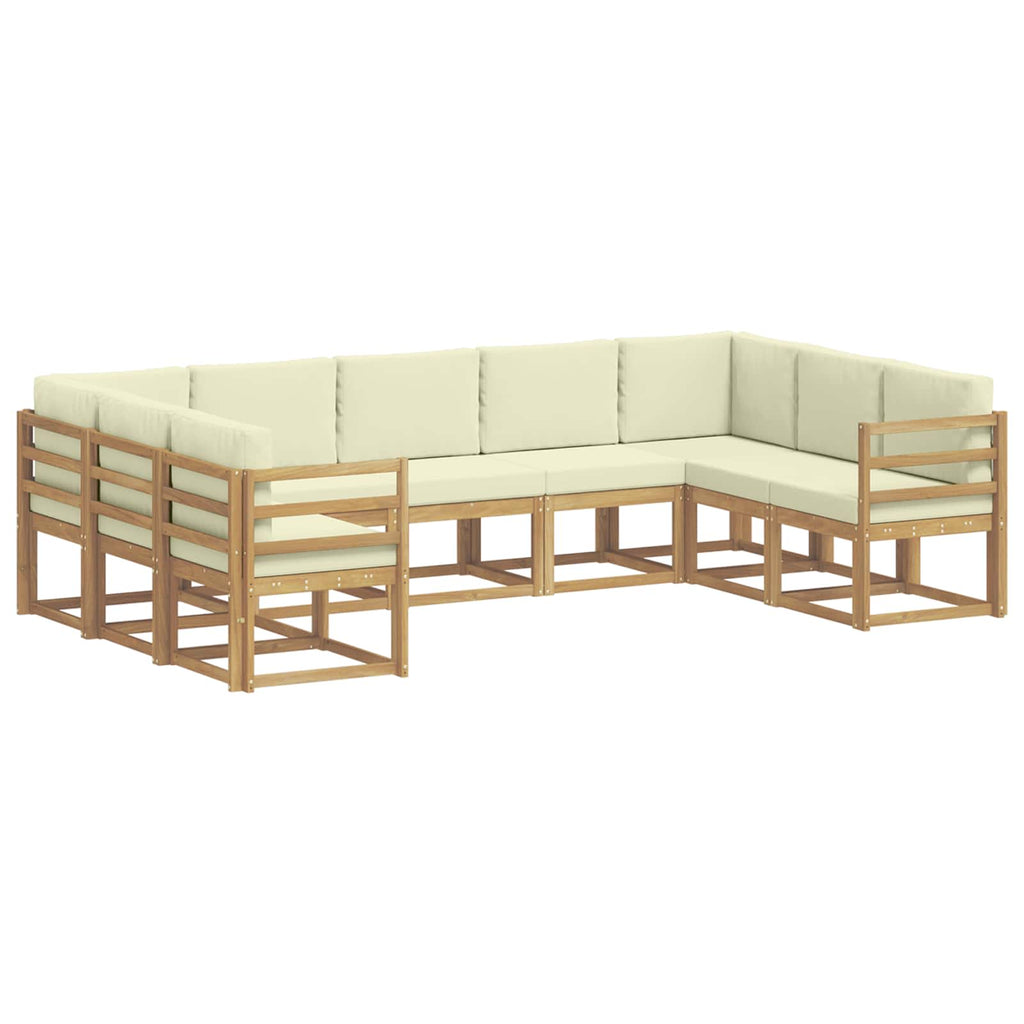 Outdoor-Sofagarnitur mit Kissen 9 pcs Weiß und Creme