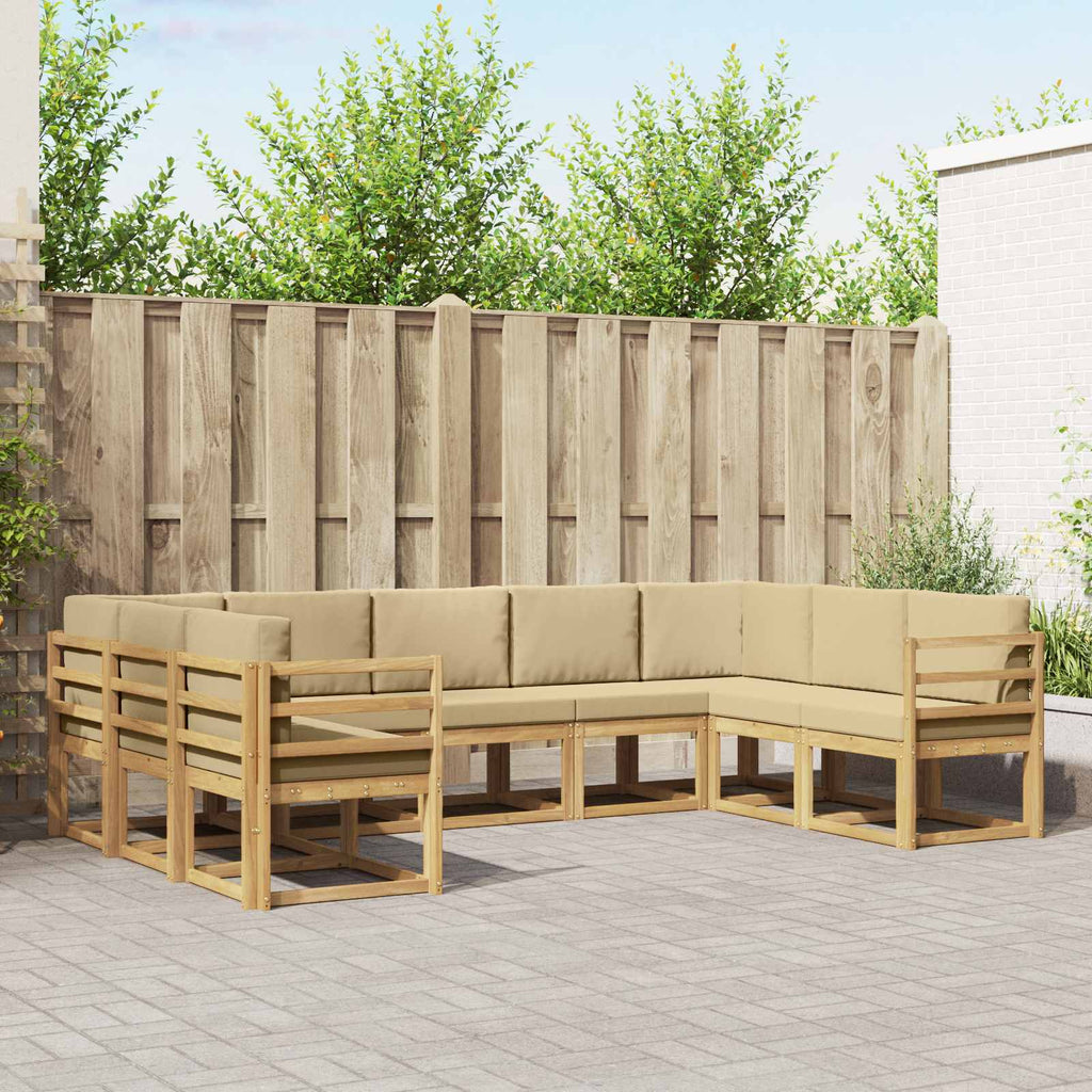 Outdoor-Sofagarnitur mit Kissen 9 pcs Weiß und Beige