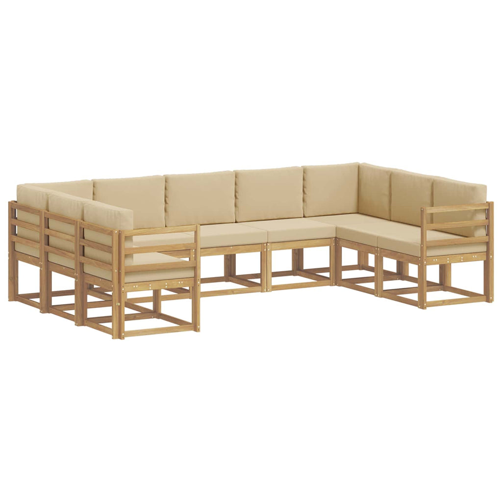 Outdoor-Sofagarnitur mit Kissen 9 pcs Weiß und Beige