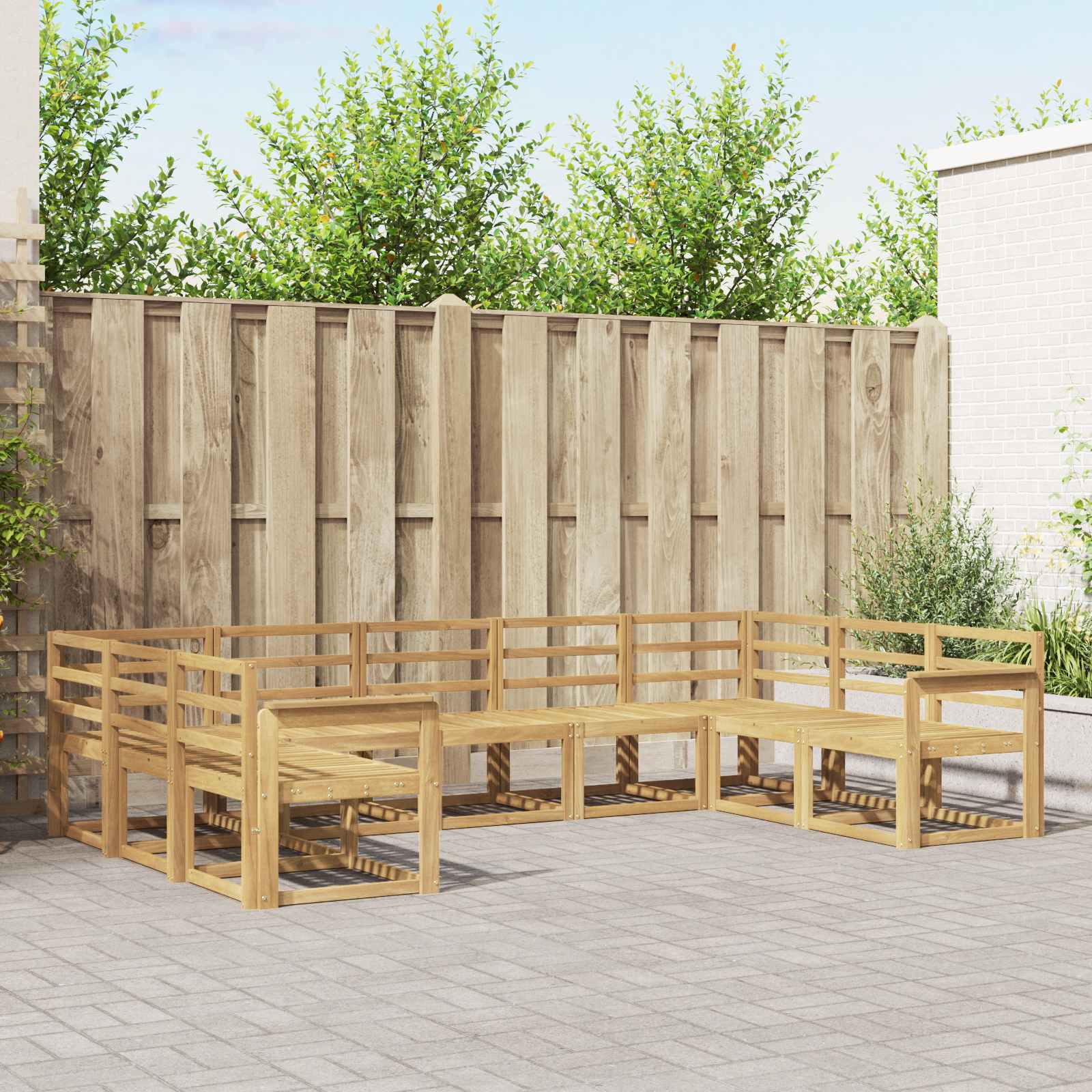 Outdoor-Sofagarnitur 9 pcs Weiß Massivholz Akazie