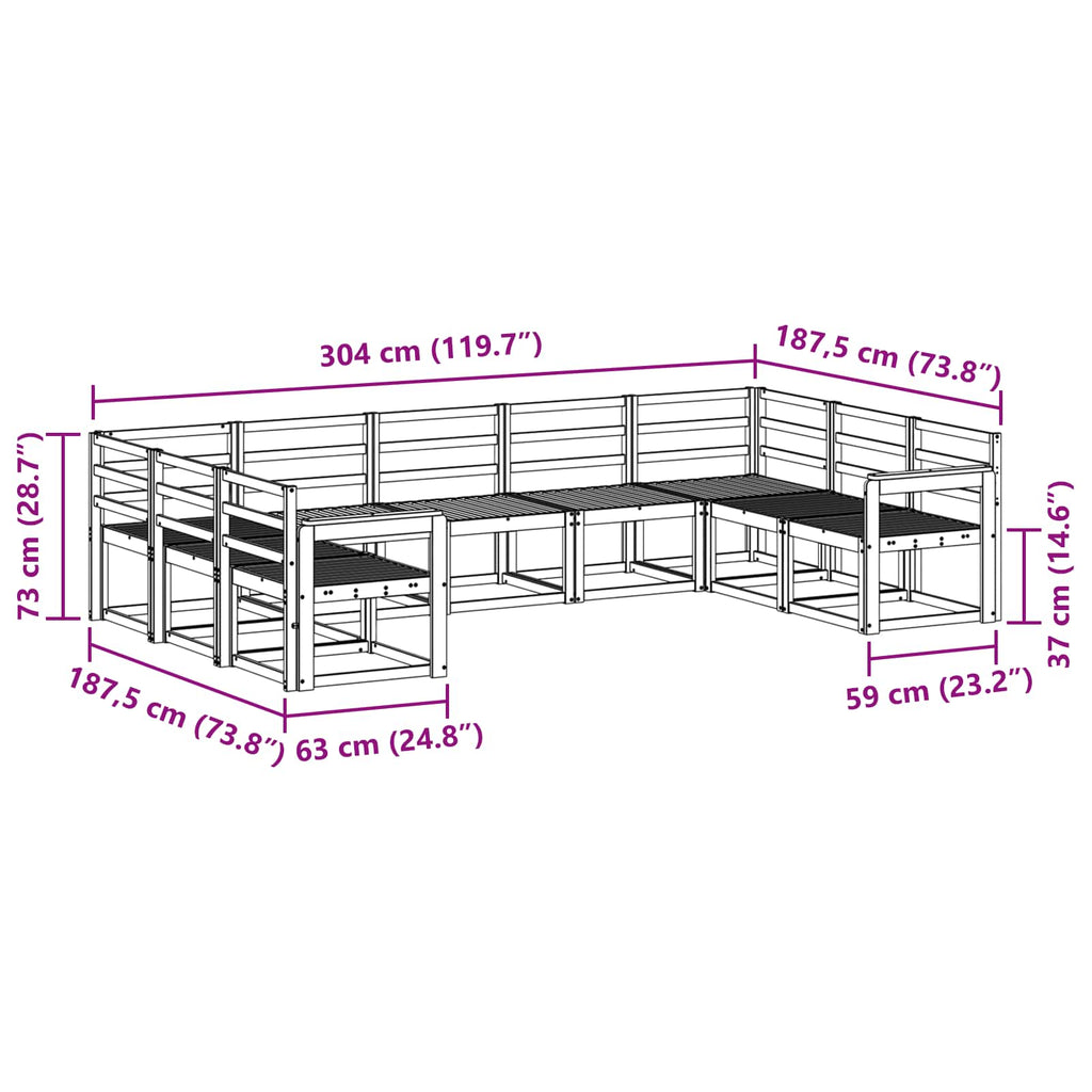 Outdoor-Sofagarnitur 9 pcs Weiß Massivholz Akazie