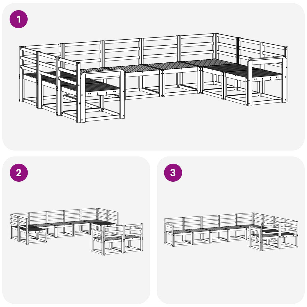 Outdoor-Sofagarnitur 9 pcs Weiß Massivholz Akazie