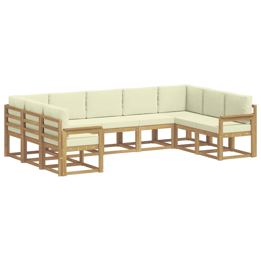 Outdoor-Sofagarnitur mit Kissen 9 pcs Weiß und Creme