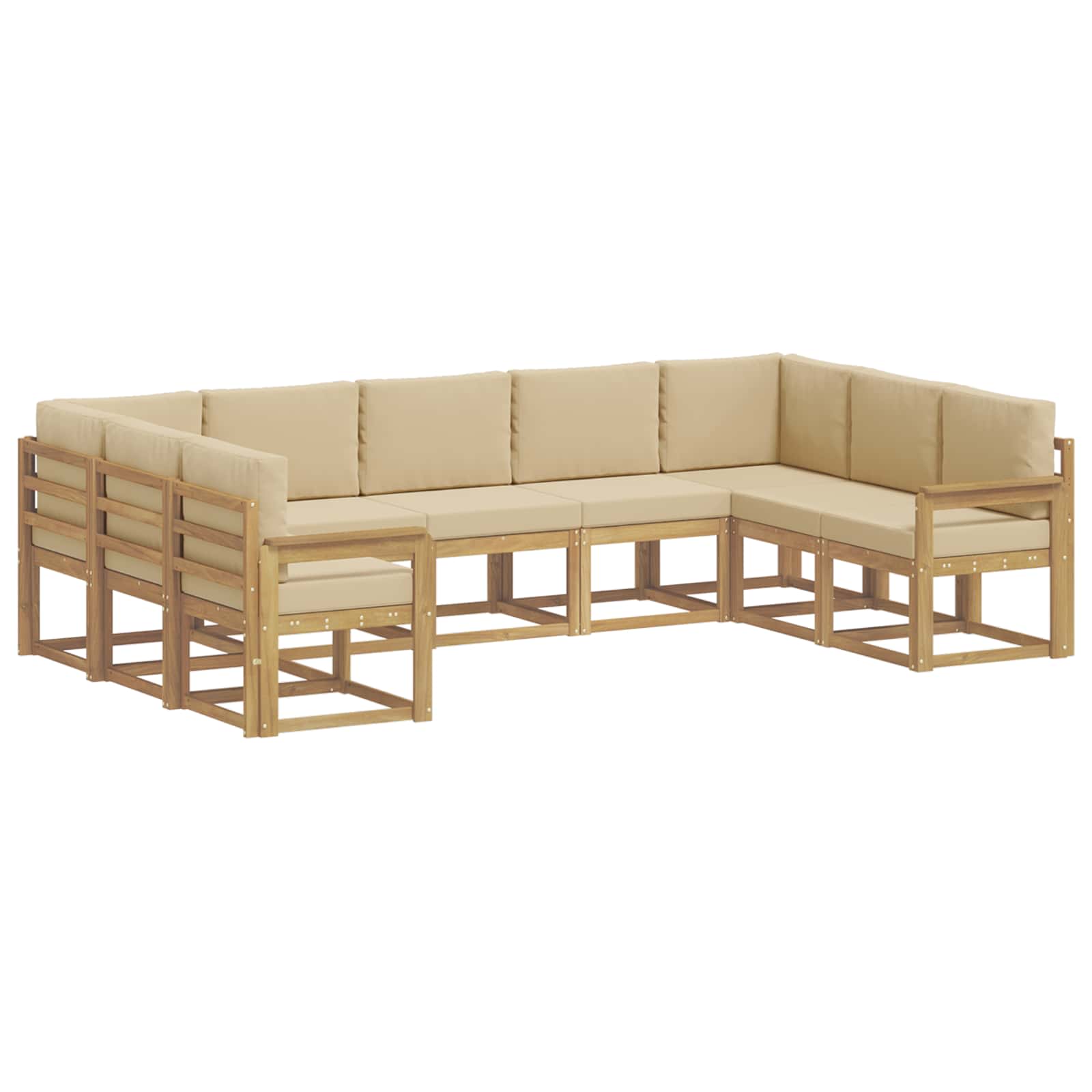 Outdoor-Sofagarnitur mit Kissen 9 pcs Weiß und Beige
