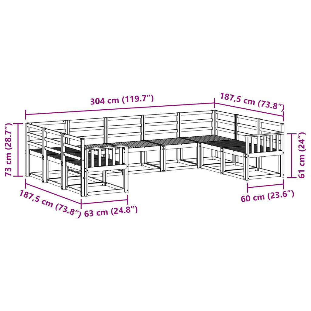 Outdoor-Sofagarnitur 9 pcs Weiß Massivholz Akazie