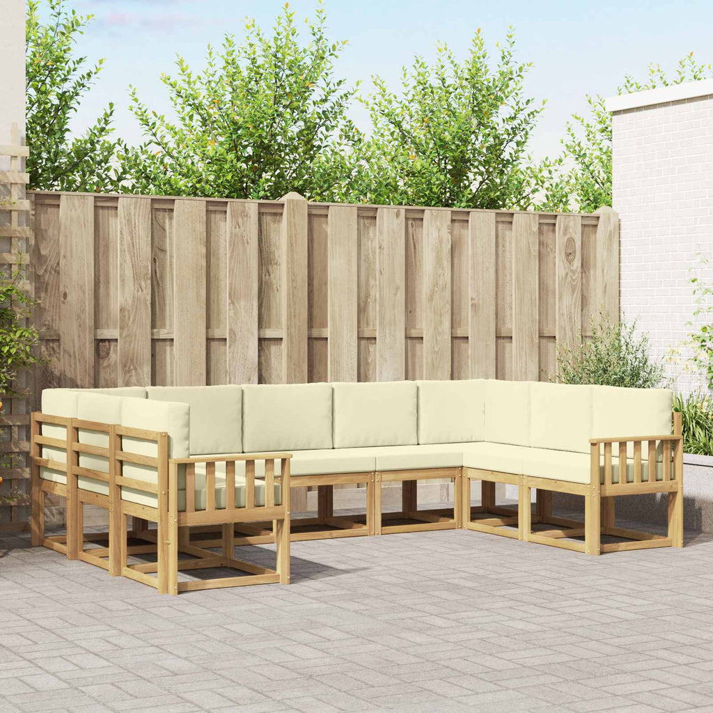 Outdoor-Sofagarnitur mit Kissen 9 pcs Weiß und Creme