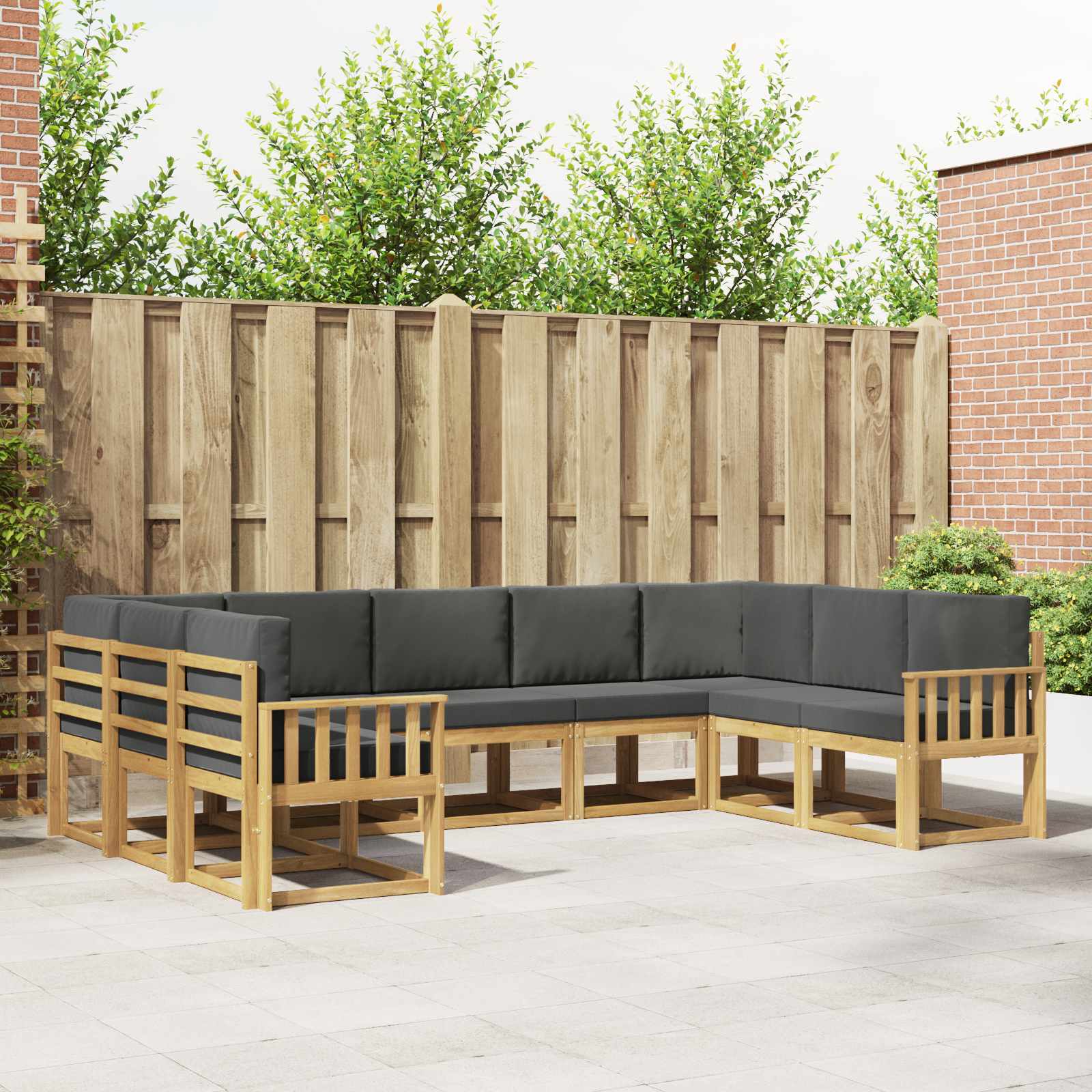 Outdoor-Sofagarnitur mit Kissen 9 pcs Weiß und Anthrazit