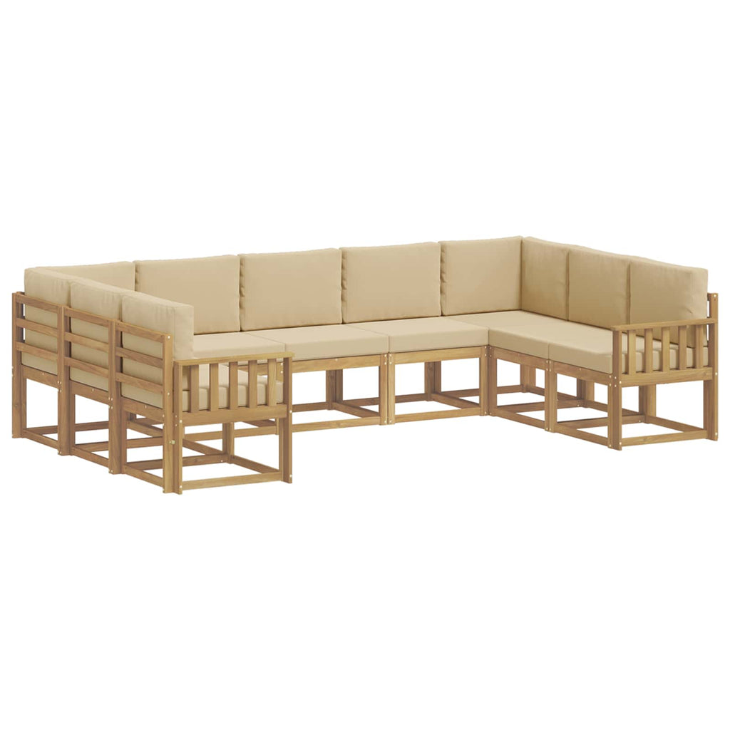 Outdoor-Sofagarnitur mit Kissen 9 pcs Weiß und Beige