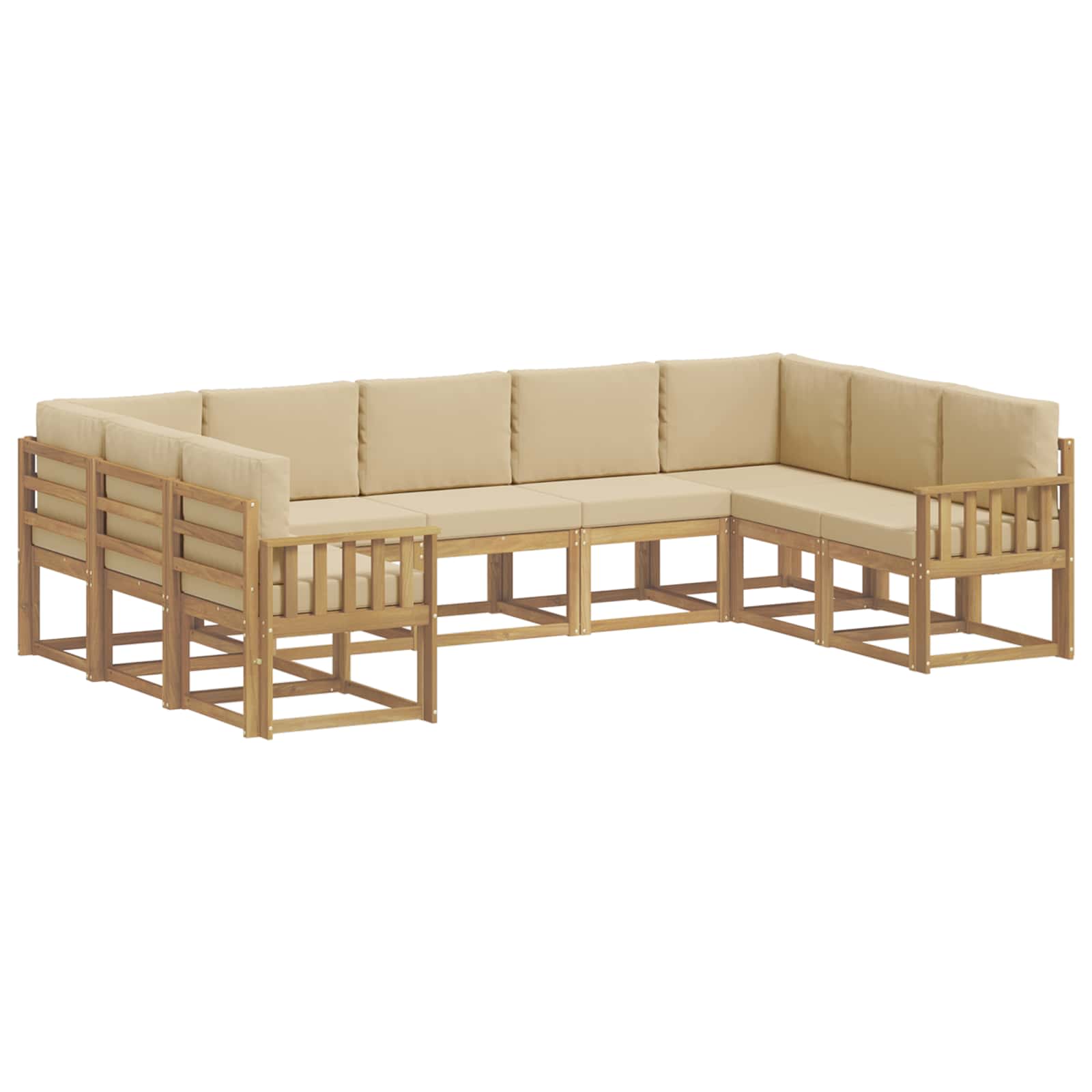 Outdoor-Sofagarnitur mit Kissen 9 pcs Weiß und Beige