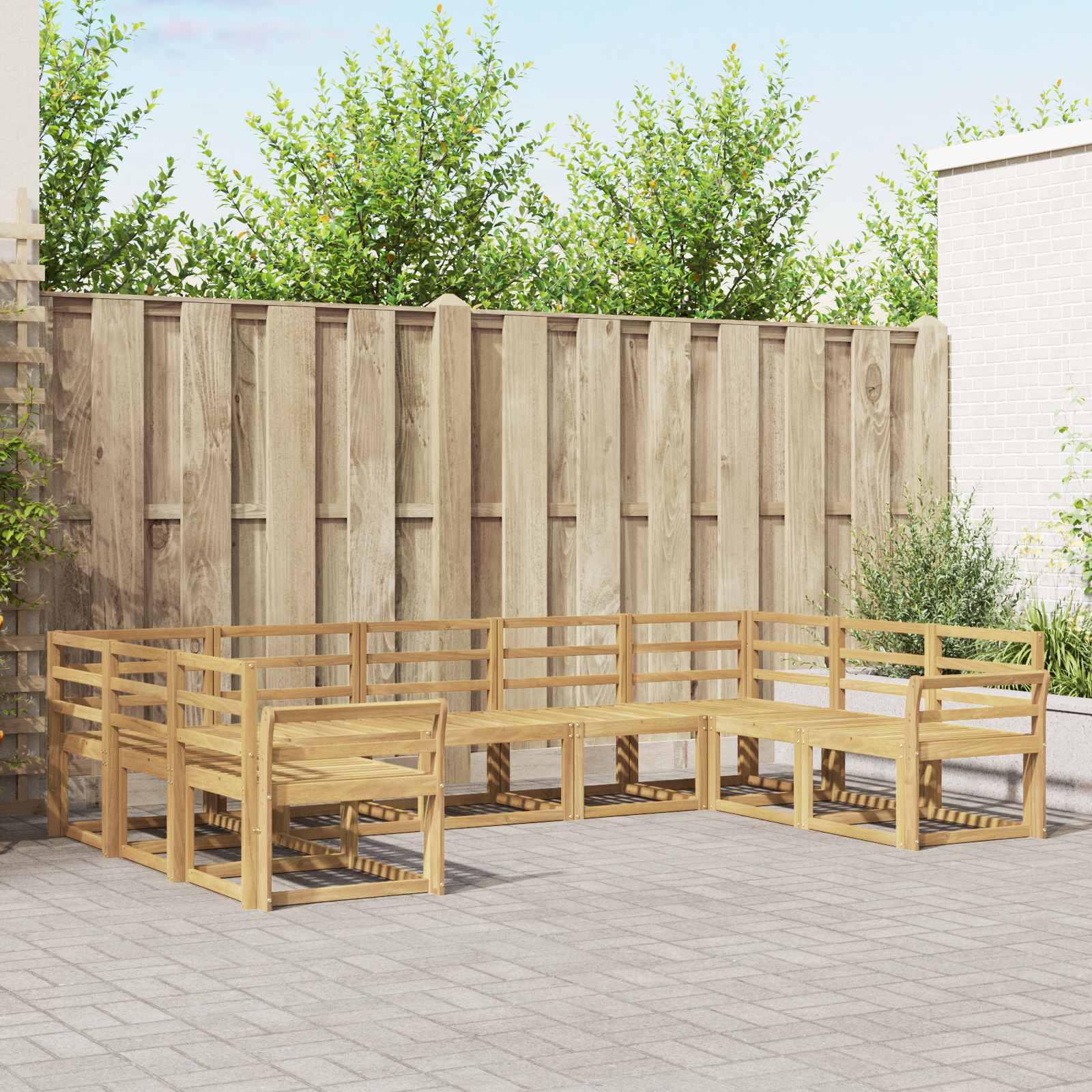 Outdoor-Sofagarnitur 9 pcs Weiß Massivholz Akazie