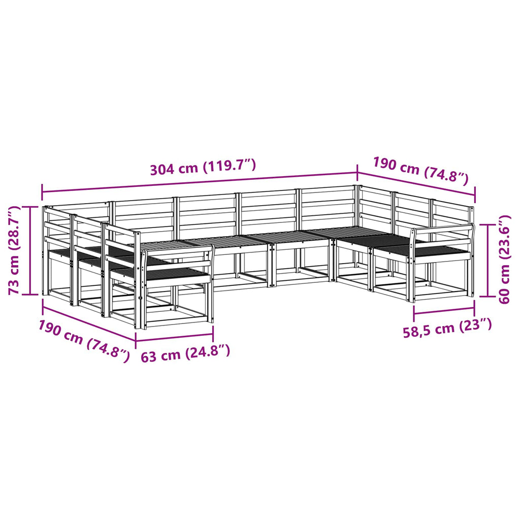 Outdoor-Sofagarnitur 9 pcs Weiß Massivholz Akazie