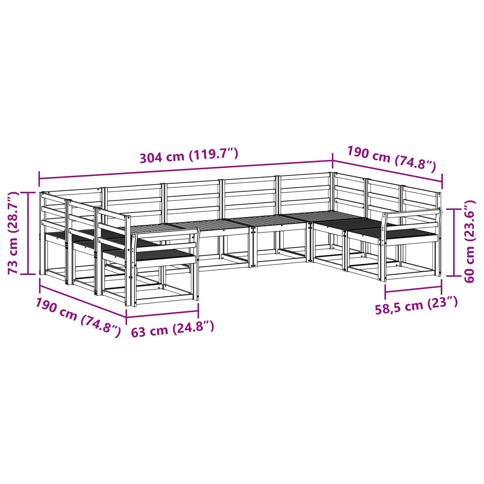 Outdoor-Sofagarnitur 9 pcs Weiß Massivholz Akazie
