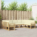Outdoor-Sofagarnitur mit Kissen 9 pcs Weiß und Creme