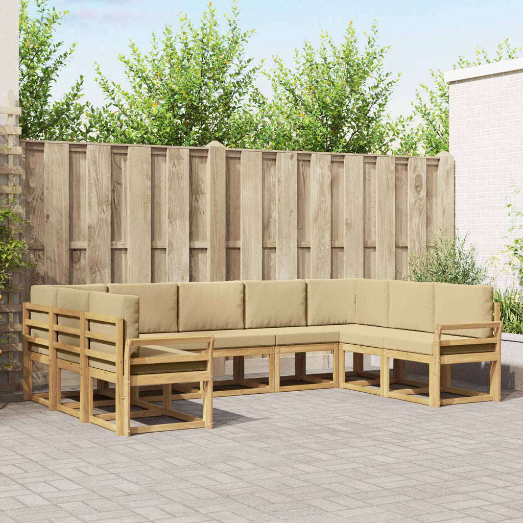 Outdoor-Sofagarnitur mit Kissen 9 pcs Weiß und Beige