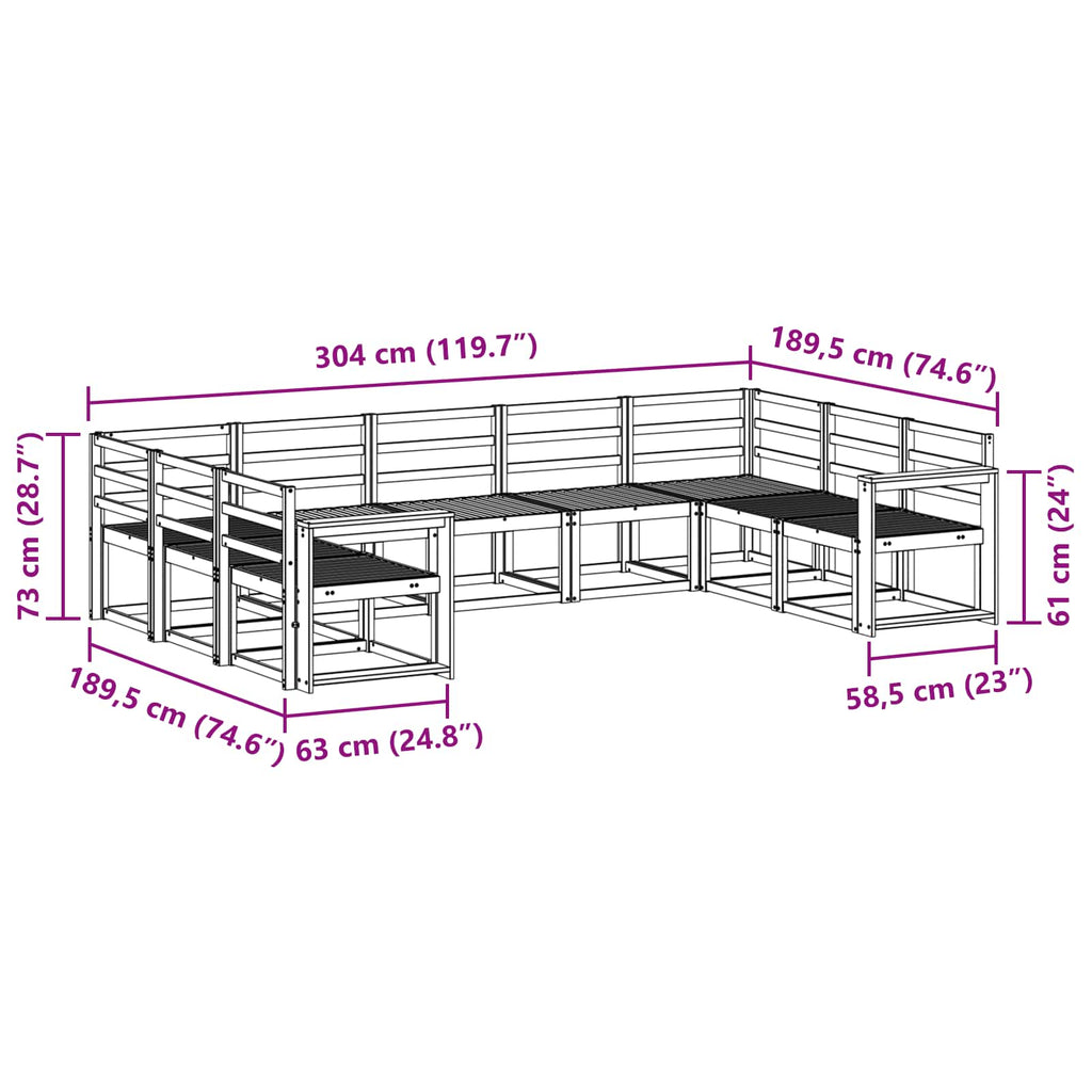 Outdoor-Sofagarnitur 9 pcs Weiß Massivholz Akazie