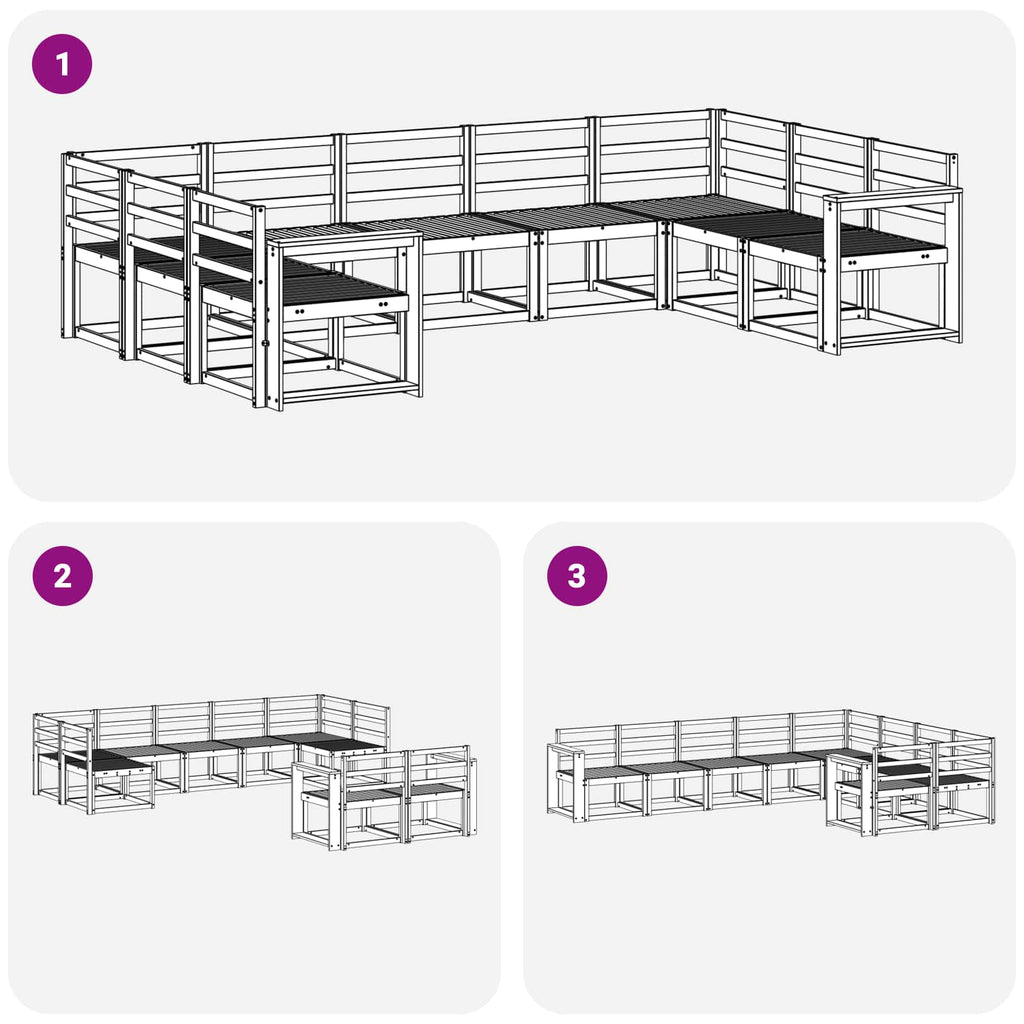 Outdoor-Sofagarnitur 9 pcs Weiß Massivholz Akazie