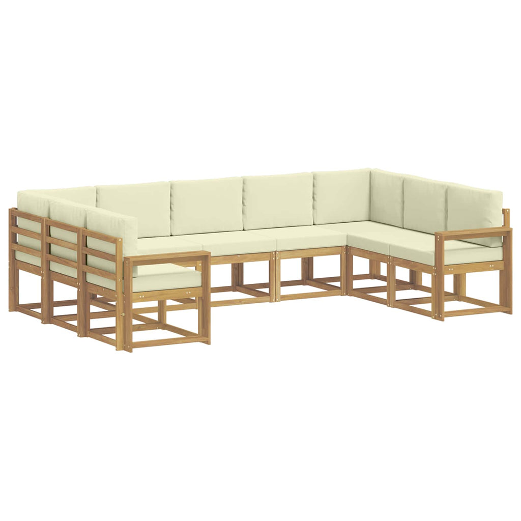 Outdoor-Sofagarnitur mit Kissen 9 pcs Weiß und Creme