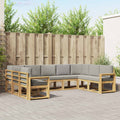 Outdoor-Sofagarnitur mit Kissen 9 pcs Weiß und Hellgrau