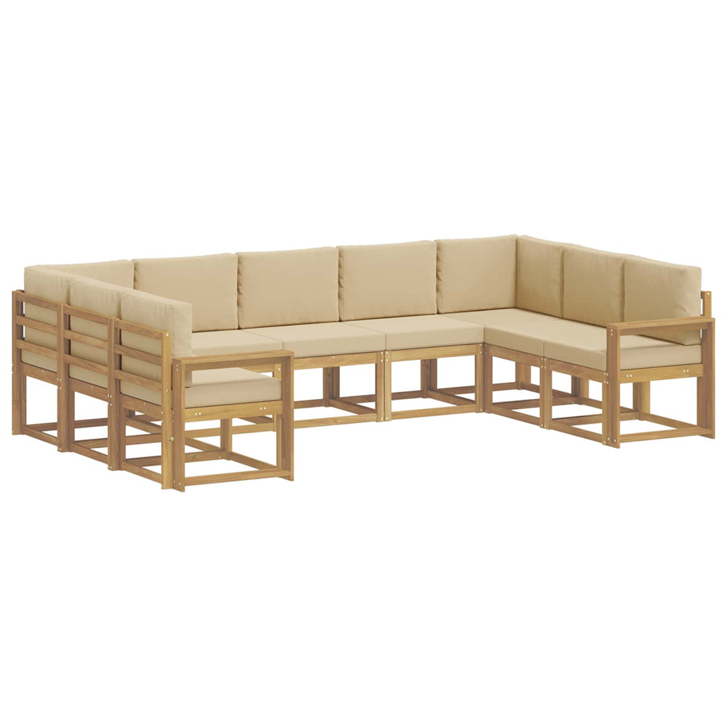 Outdoor-Sofagarnitur mit Kissen 9 pcs Weiß und Beige