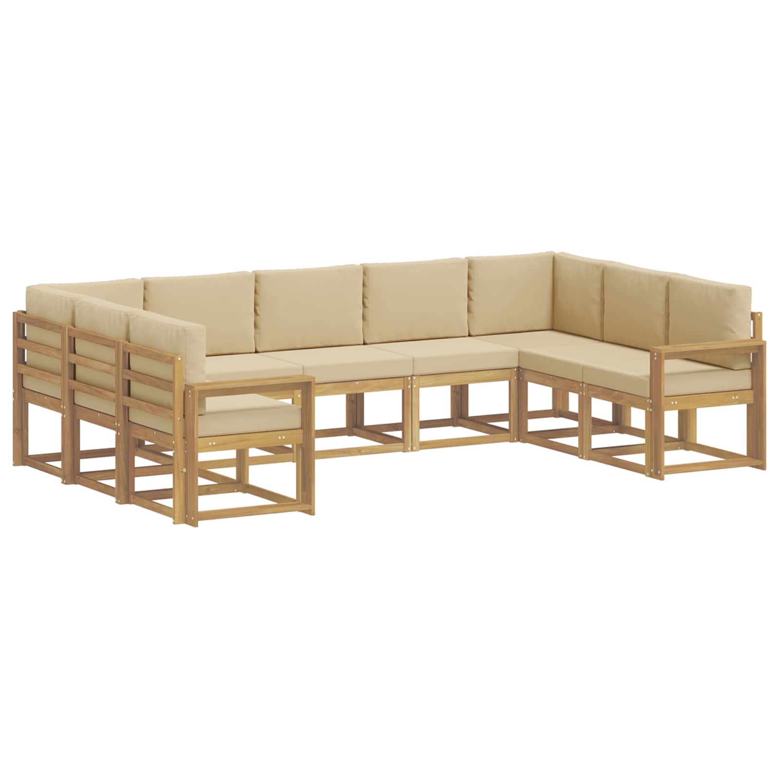 Outdoor-Sofagarnitur mit Kissen 9 pcs Weiß und Beige