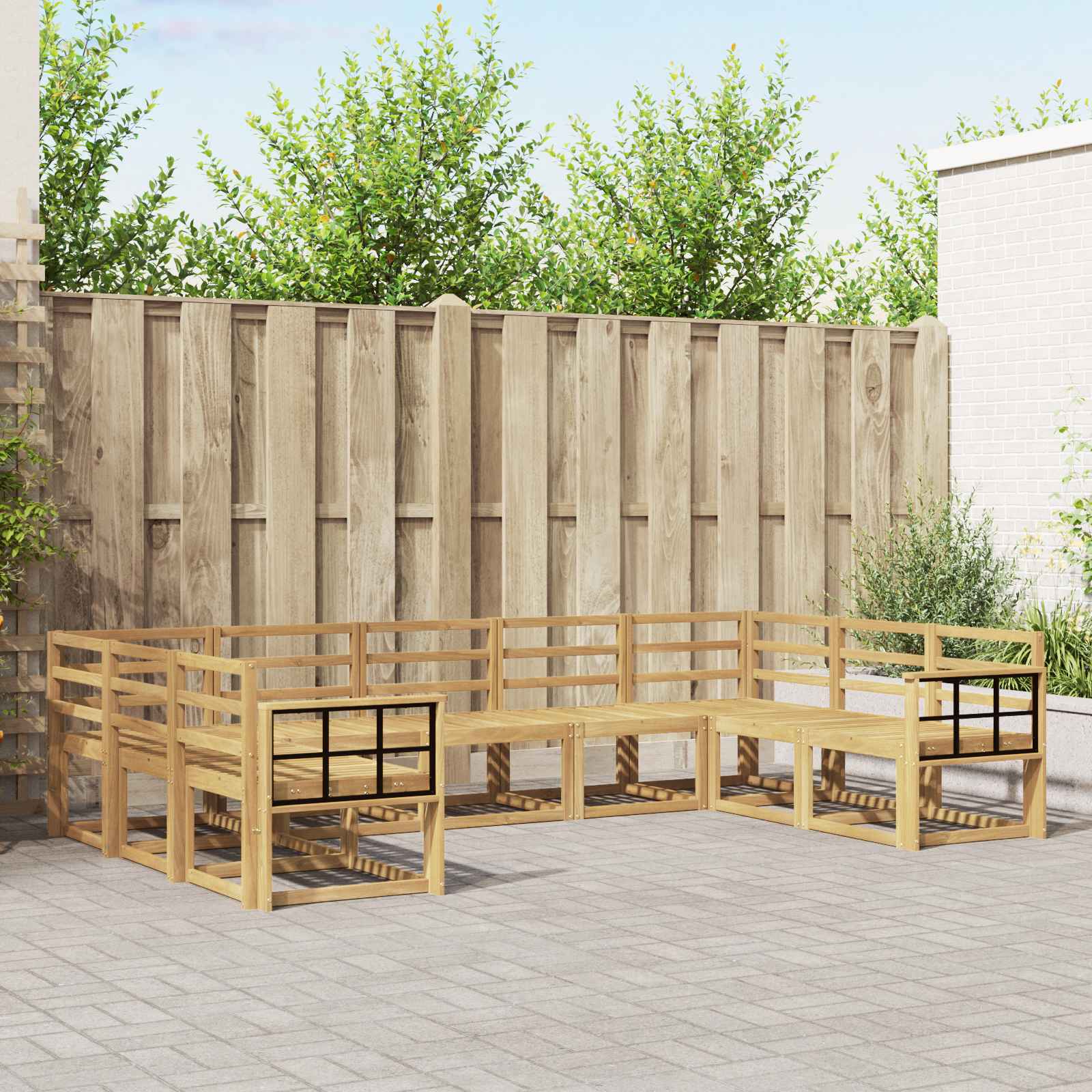 Outdoor-Sofagarnitur 9 pcs Weiß Massivholz Akazie