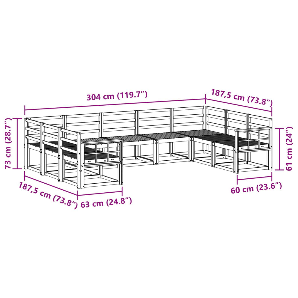 Outdoor-Sofagarnitur 9 pcs Weiß Massivholz Akazie