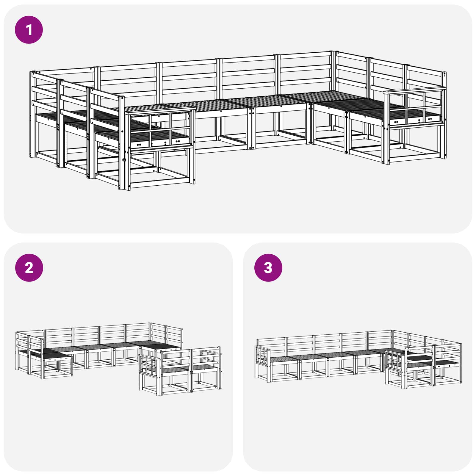 Outdoor-Sofagarnitur 9 pcs Weiß Massivholz Akazie
