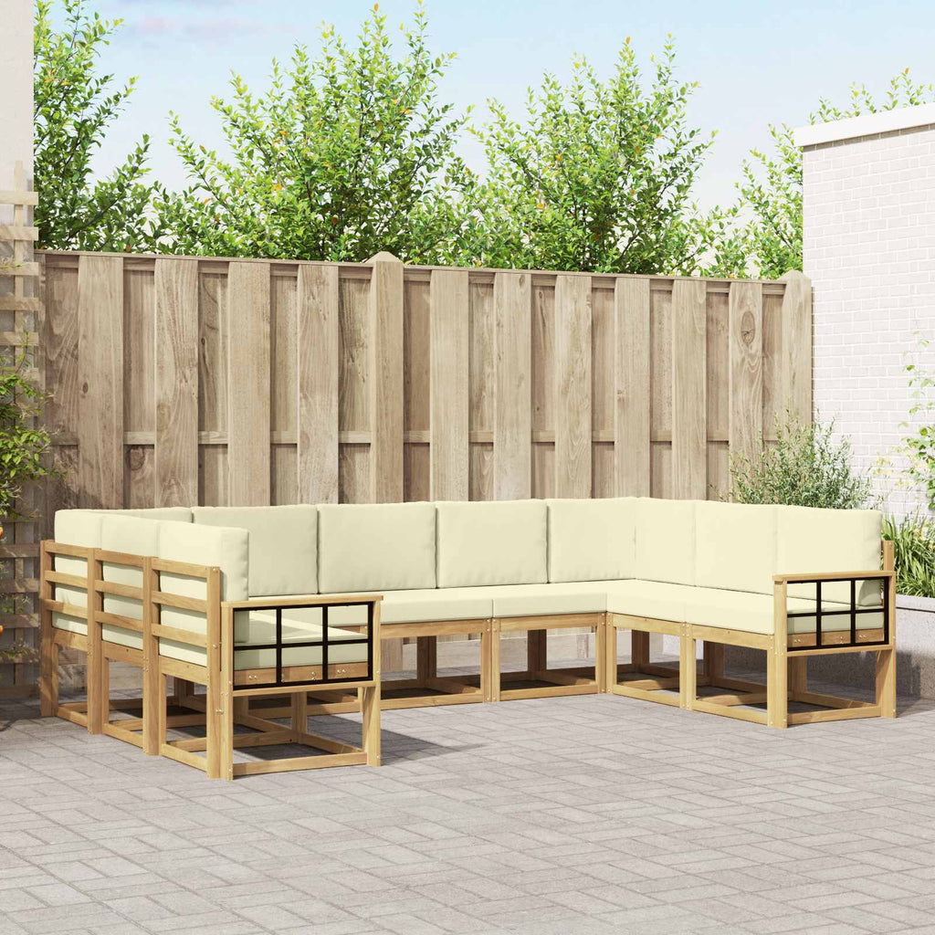 Outdoor-Sofagarnitur mit Kissen 9 pcs Weiß und Creme