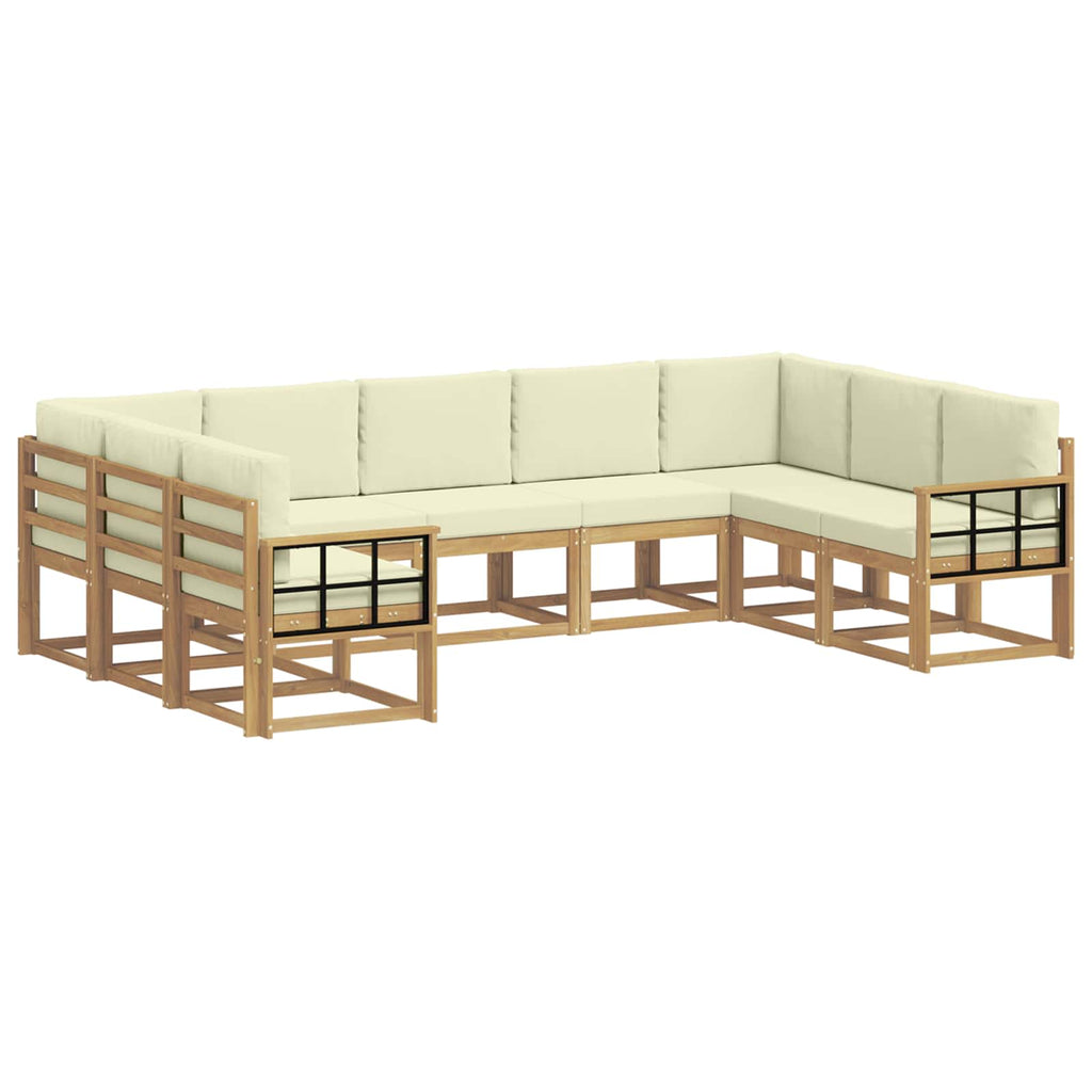 Outdoor-Sofagarnitur mit Kissen 9 pcs Weiß und Creme