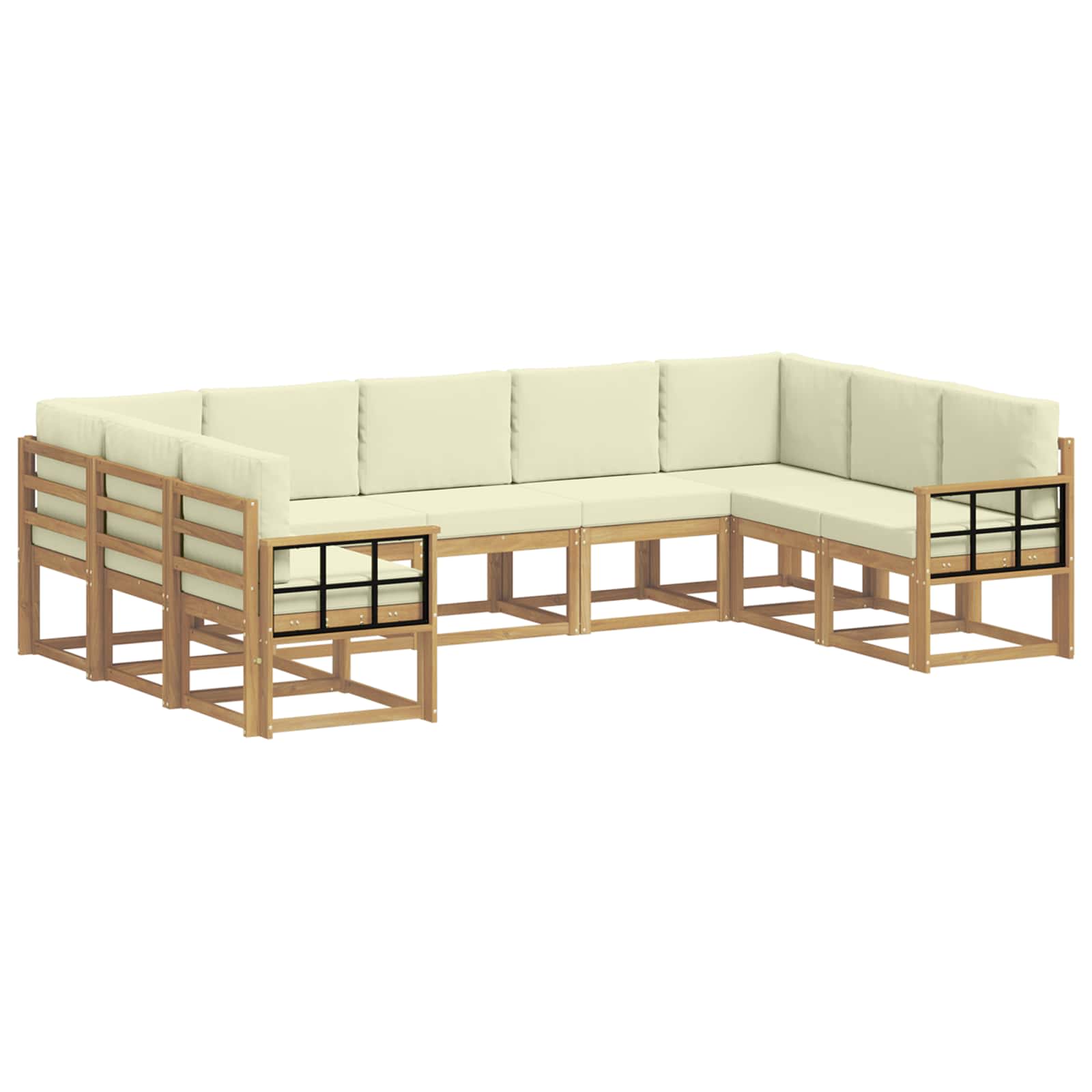 Outdoor-Sofagarnitur mit Kissen 9 pcs Weiß und Creme