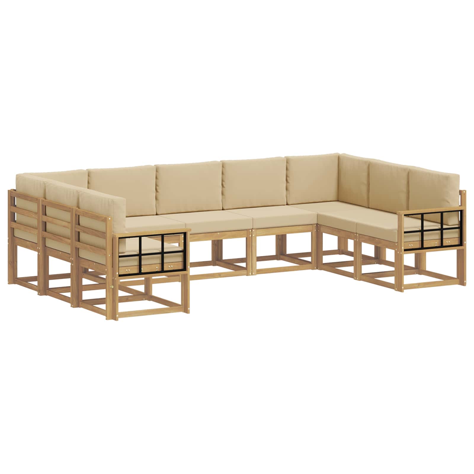Outdoor-Sofagarnitur mit Kissen 9 pcs Weiß und Beige