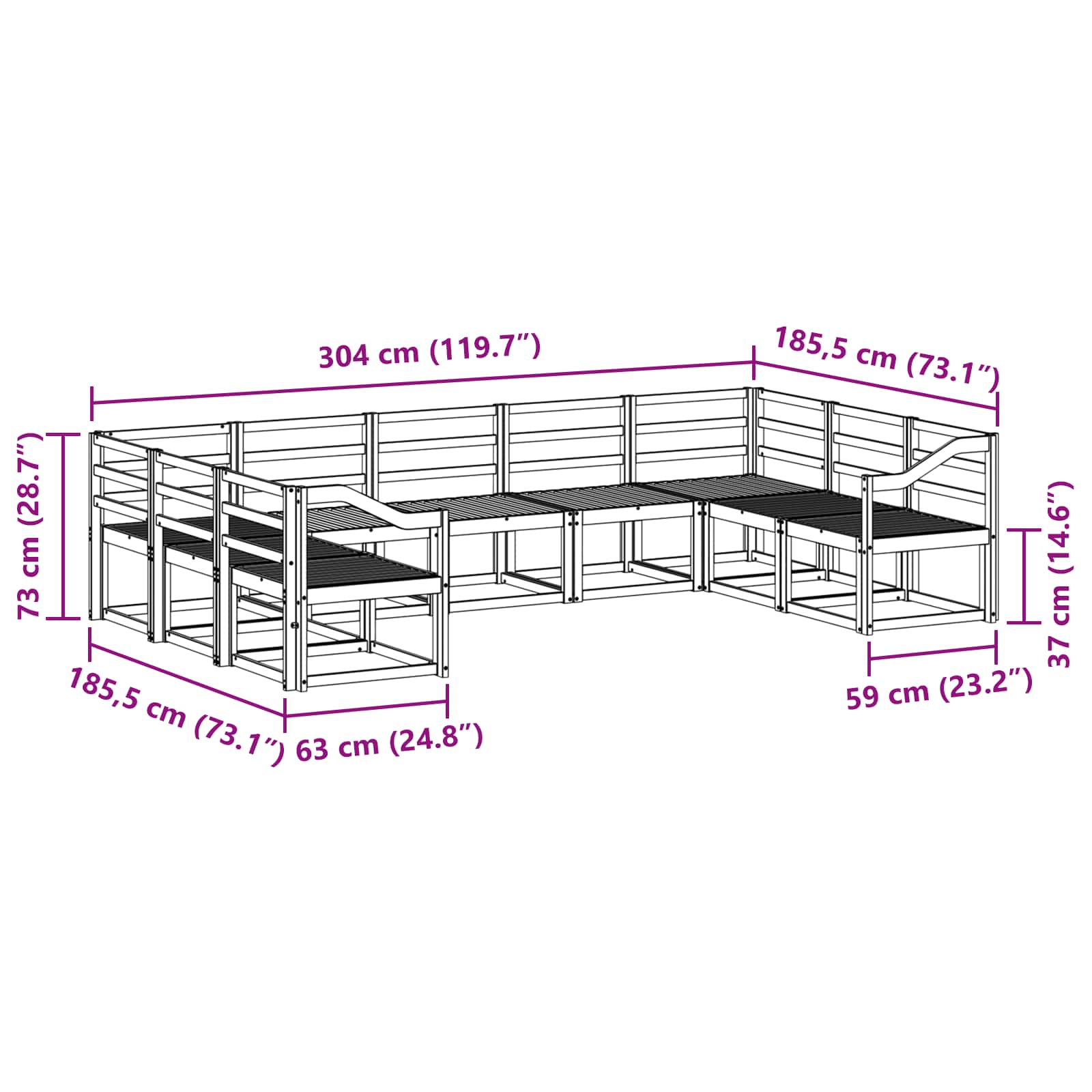 Outdoor-Sofagarnitur 9 pcs Weiß Massivholz Akazie
