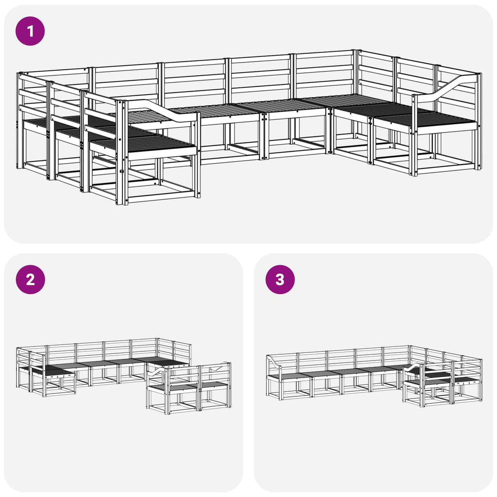 Outdoor-Sofagarnitur 9 pcs Weiß Massivholz Akazie