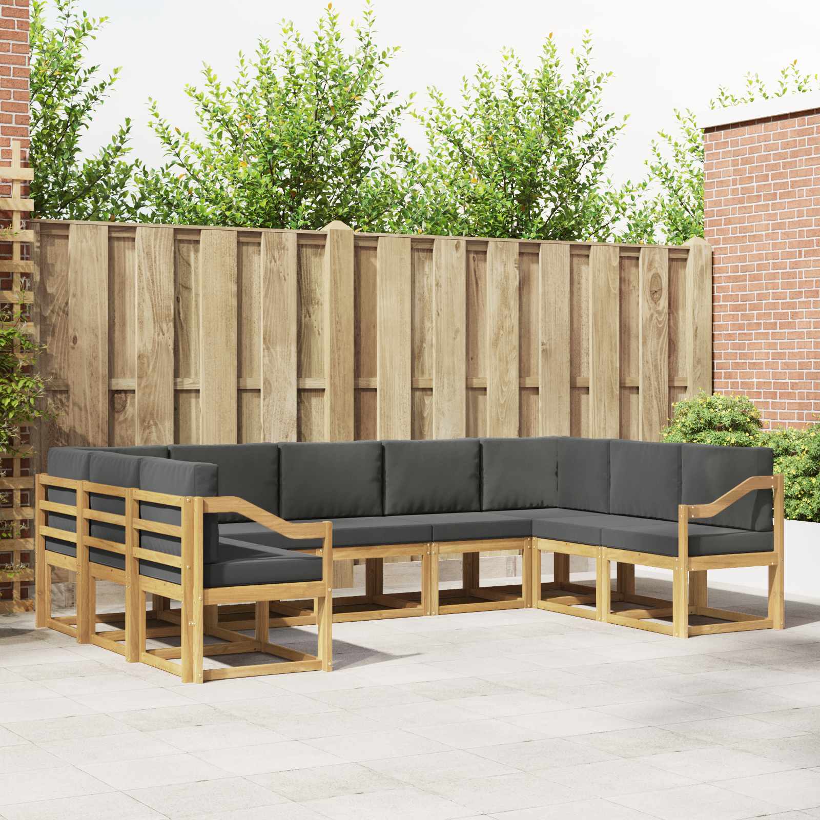 Outdoor-Sofagarnitur mit Kissen 9 pcs Weiß und Anthrazit