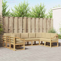Outdoor-Sofagarnitur mit Kissen 9 pcs Weiß und Beige