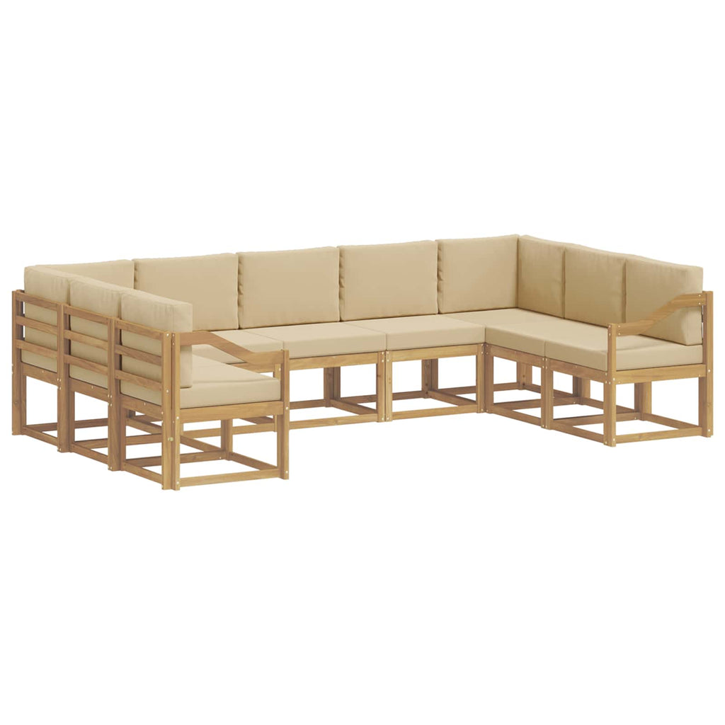 Outdoor-Sofagarnitur mit Kissen 9 pcs Weiß und Beige