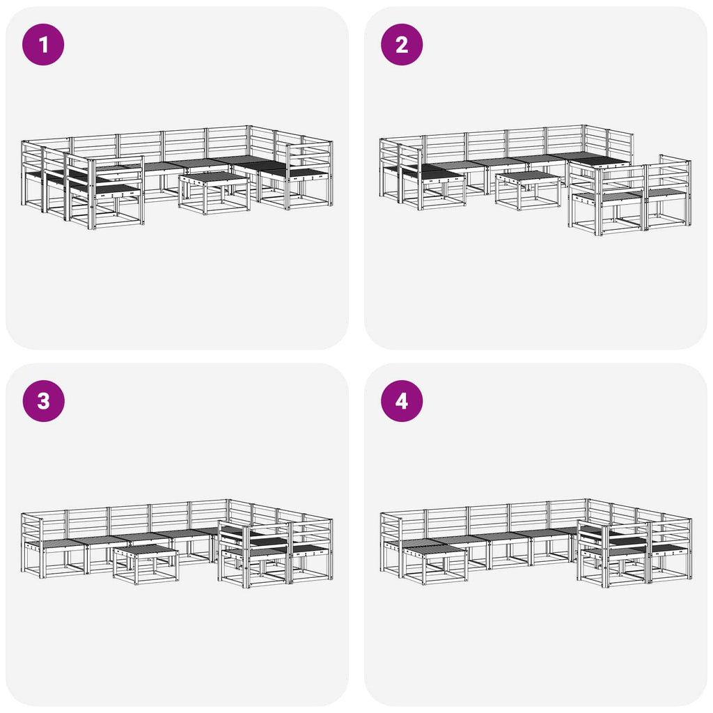 Outdoor-Sofagarnitur 10 pcs Weiß Massivholz Akazie