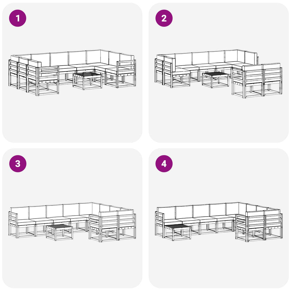 Outdoor-Sofagarnitur 10 pcs Weiß und Anthrazit 59 x 59 x 37 cm