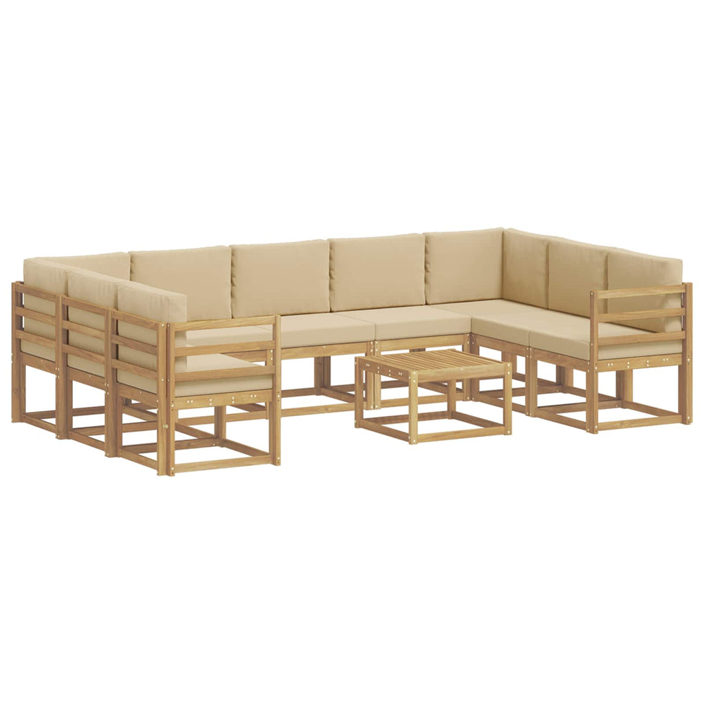 Outdoor-Sofagarnitur 10 pcs Weiß und Beige 59 x 59 x 37 cm