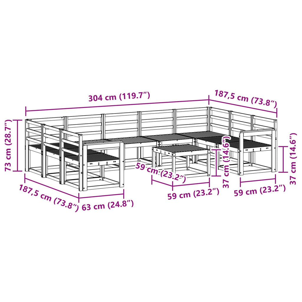 Outdoor-Sofagarnitur 10 pcs Weiß Massivholz Akazie