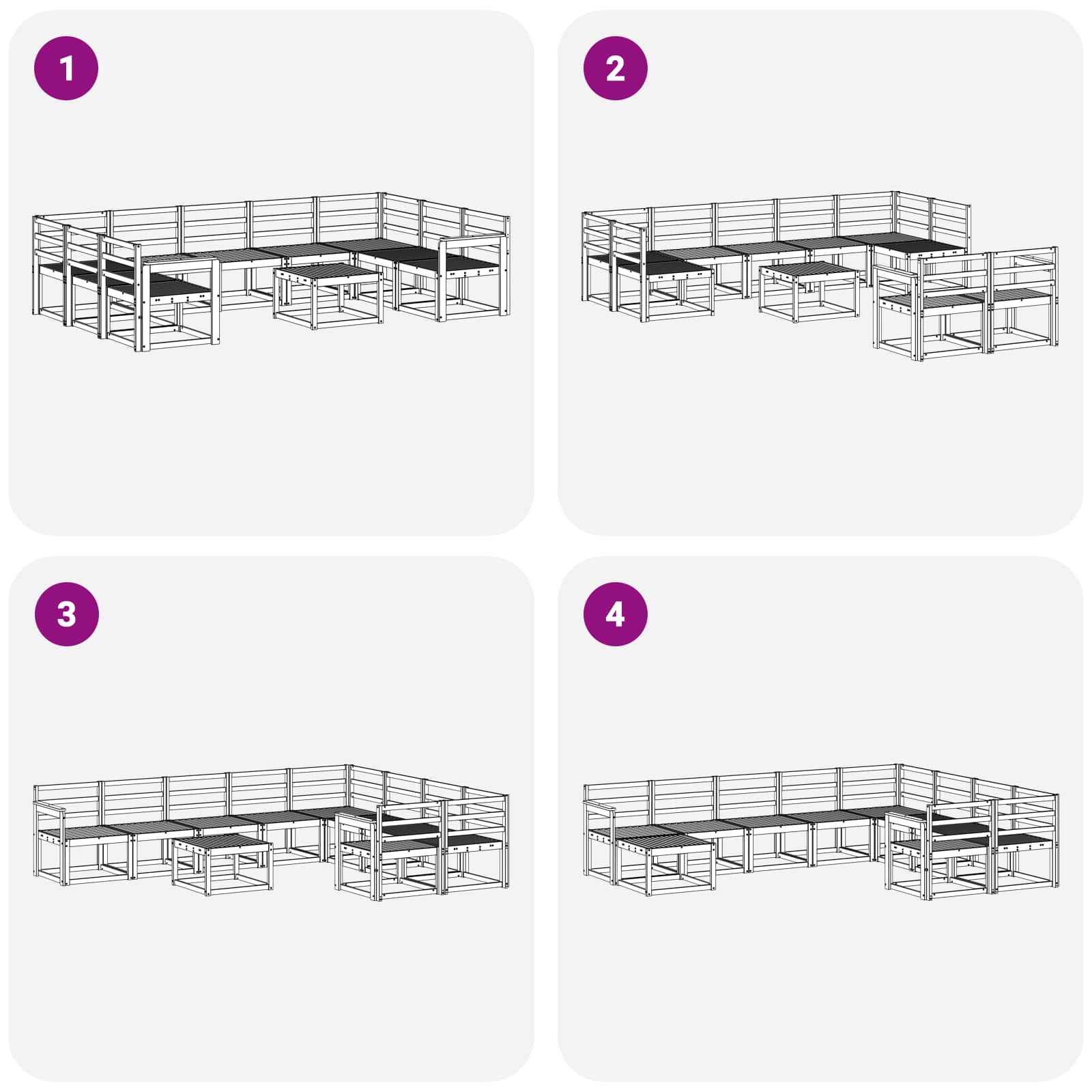 Outdoor-Sofagarnitur 10 pcs Weiß Massivholz Akazie