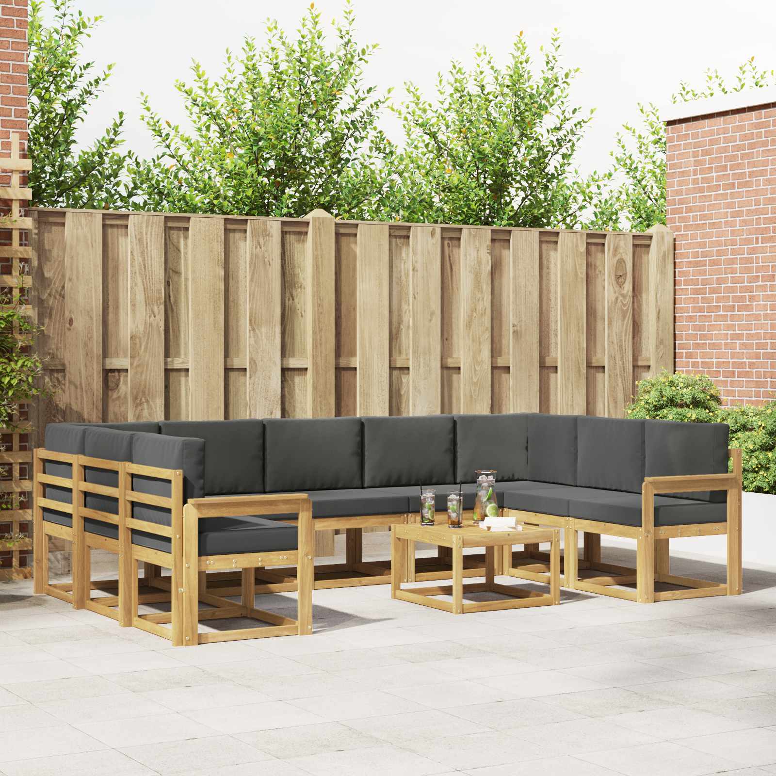 Outdoor-Sofagarnitur 10 pcs Weiß und Anthrazit 59 x 59 x 37 cm