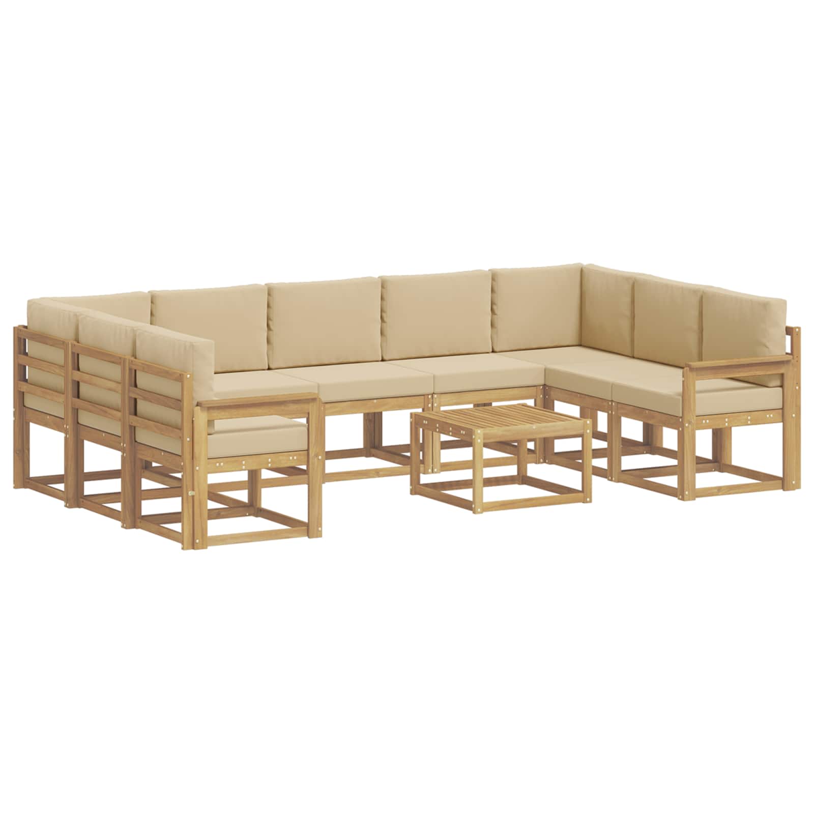 Outdoor-Sofagarnitur 10 pcs Weiß und Beige 59 x 59 x 37 cm