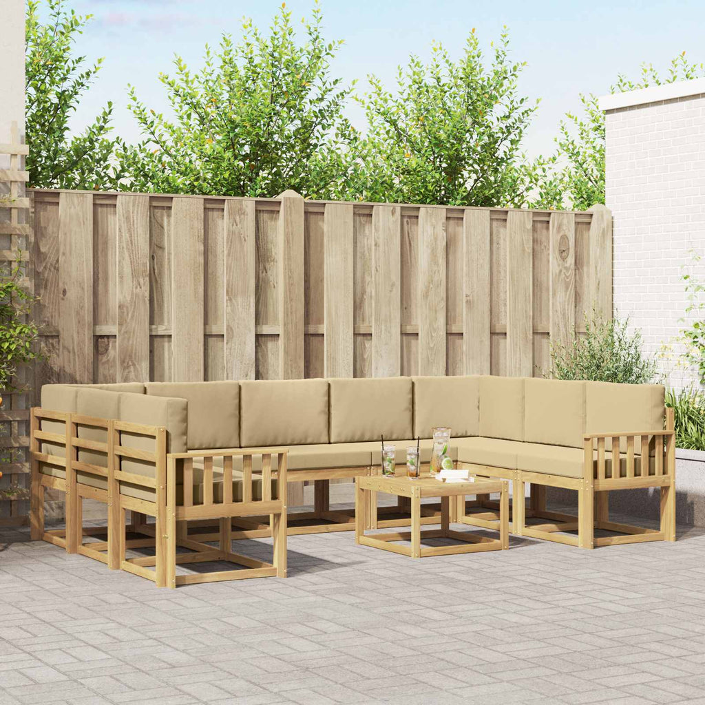 Outdoor-Sofagarnitur 10 pcs Weiß und Beige 59 x 59 x 37 cm