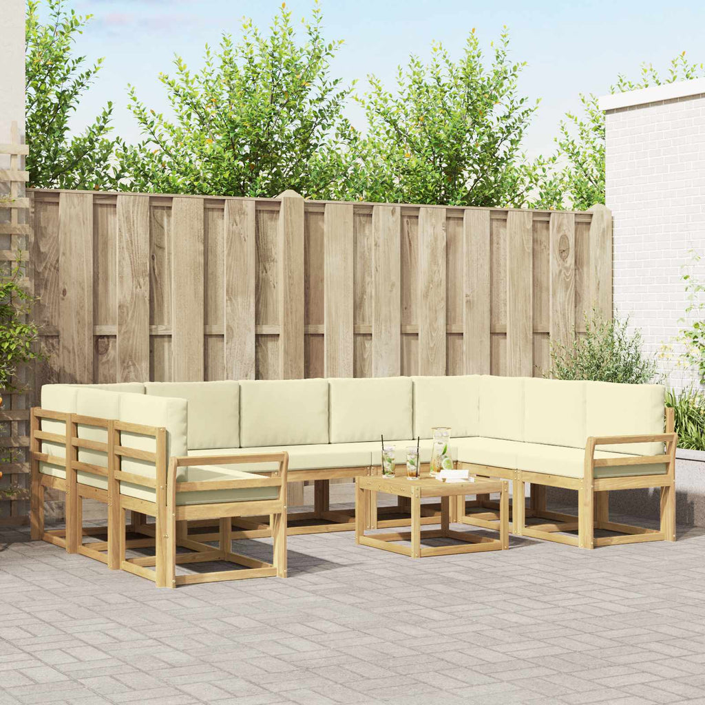 Outdoor-Sofagarnitur 10 pcs Weiß und Creme 59 x 59 x 37 cm