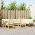Outdoor-Sofagarnitur 10 pcs Weiß und Creme 59 x 59 x 37 cm