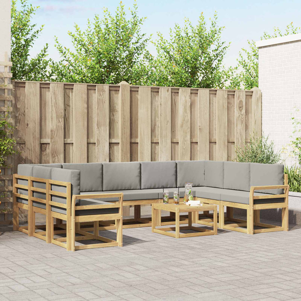 Outdoor-Sofagarnitur 10 pcs Weiß und Hellgrau