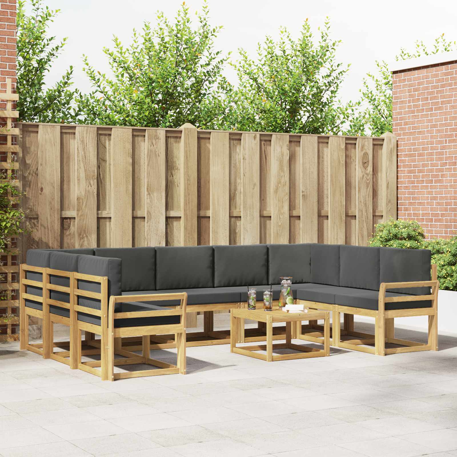 Outdoor-Sofagarnitur 10 pcs Weiß und Anthrazit 59 x 59 x 37 cm